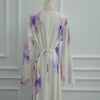 Watercolour Floral Washed-Crinkle Wide-Sleeve Maxi Dress(MS473)