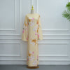 Watercolour Floral Washed-Crinkle Wide-Sleeve Maxi Dress(MS473)
