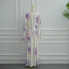 Watercolour Floral Washed-Crinkle Wide-Sleeve Maxi Dress(MS473)