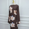 Watercolour Floral Washed-Crinkle Wide-Sleeve Maxi Dress(MS473)