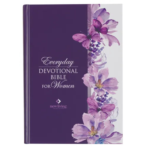 NLT Holy Bible Everyday Devotional Bible for Women New Living Translation, Purple Floral Printed - Hardcover
