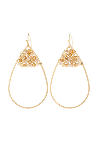 Buy yellow Hde3070 - Open Teardrop With Rondelle Beads Earrings