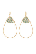 Hde3070 - Open Teardrop With Rondelle Beads Earrings