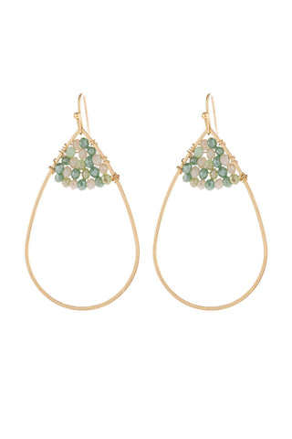Buy mint Hde3070 - Open Teardrop With Rondelle Beads Earrings
