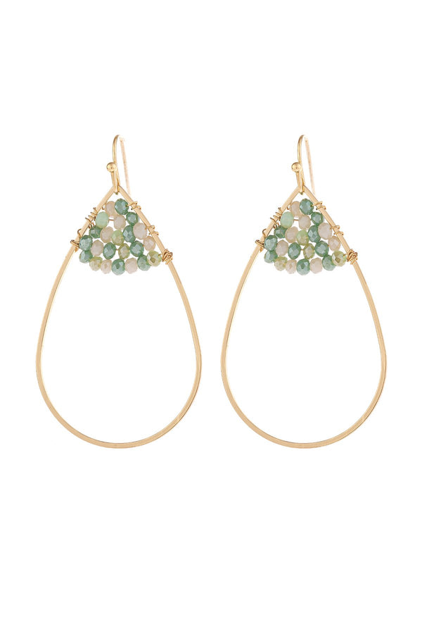 Hde3070 - Open Teardrop With Rondelle Beads Earrings