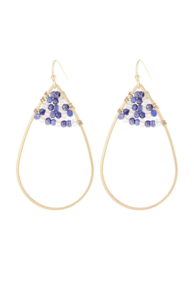 Hde3070 - Open Teardrop With Rondelle Beads Earrings