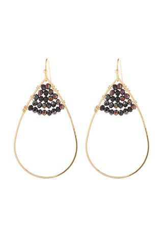 Hde3070 - Open Teardrop With Rondelle Beads Earrings