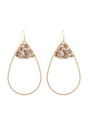 Hde3070 - Open Teardrop With Rondelle Beads Earrings