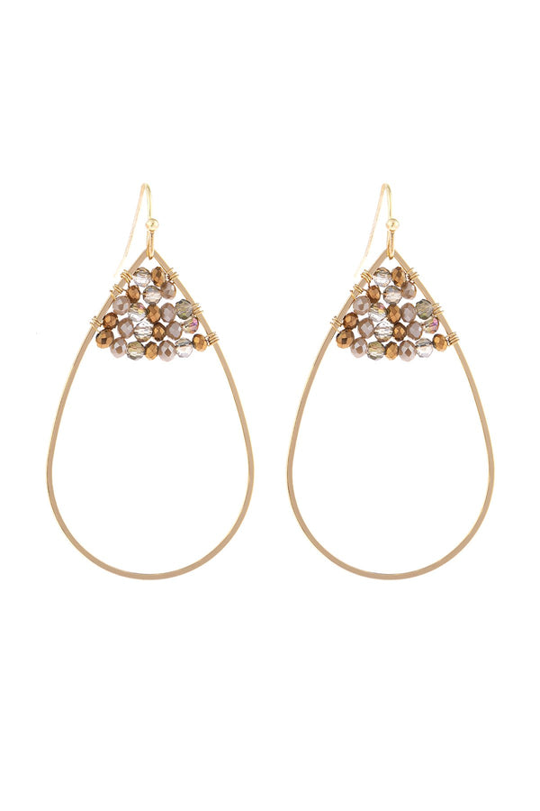 Hde3070 - Open Teardrop With Rondelle Beads Earrings