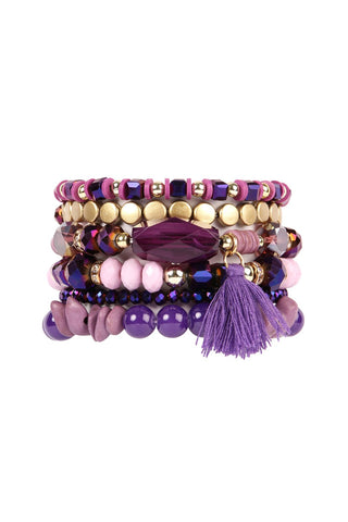 Buy purple Boho Tassel Charm Bracelet