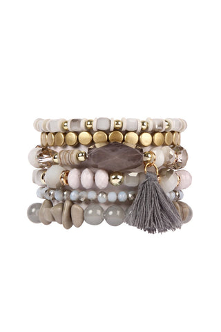 Buy gray Boho Tassel Charm Bracelet