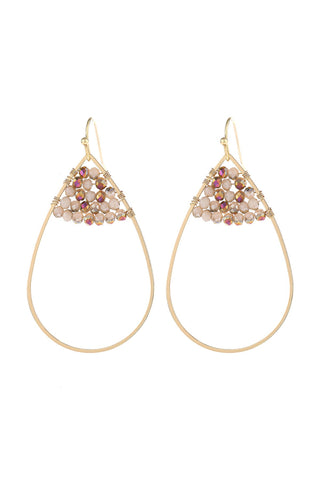 Buy natural Hde3070 - Open Teardrop With Rondelle Beads Earrings