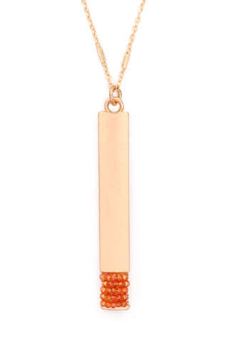 Buy matte-gold-orange Bar Pendant Necklace