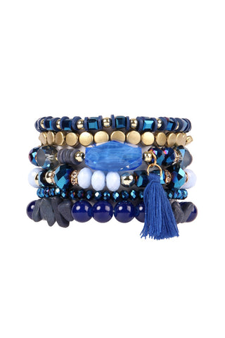 Buy navy Boho Tassel Charm Bracelet
