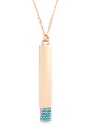 Buy matte-gold-turquoise Bar Pendant Necklace