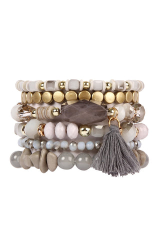 Buy light-gray Boho Tassel Charm Bracelet
