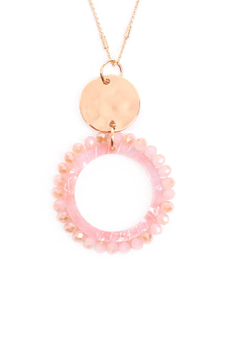 Buy ivory Glass Beaded Hoop Pendant Necklace