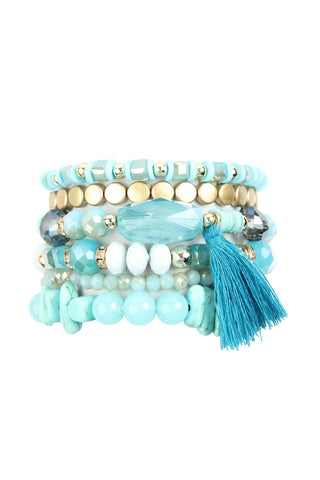 Buy turquoise Boho Tassel Charm Bracelet