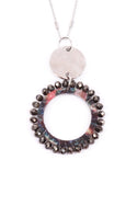 Glass Beaded Hoop Pendant Necklace