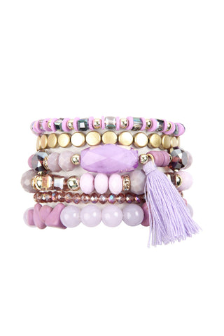 Buy lavender Boho Tassel Charm Bracelet
