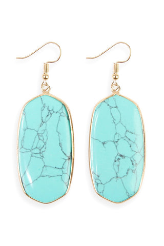 Buy turquoise Natural Oval Stone Earrings