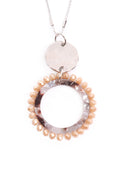 Glass Beaded Hoop Pendant Necklace