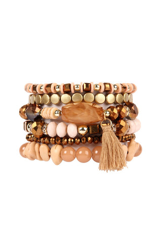 Buy light-brown Boho Tassel Charm Bracelet