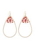 Hde3070 - Open Teardrop With Rondelle Beads Earrings