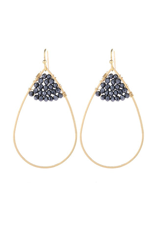 Buy hematite Hde3070 - Open Teardrop With Rondelle Beads Earrings